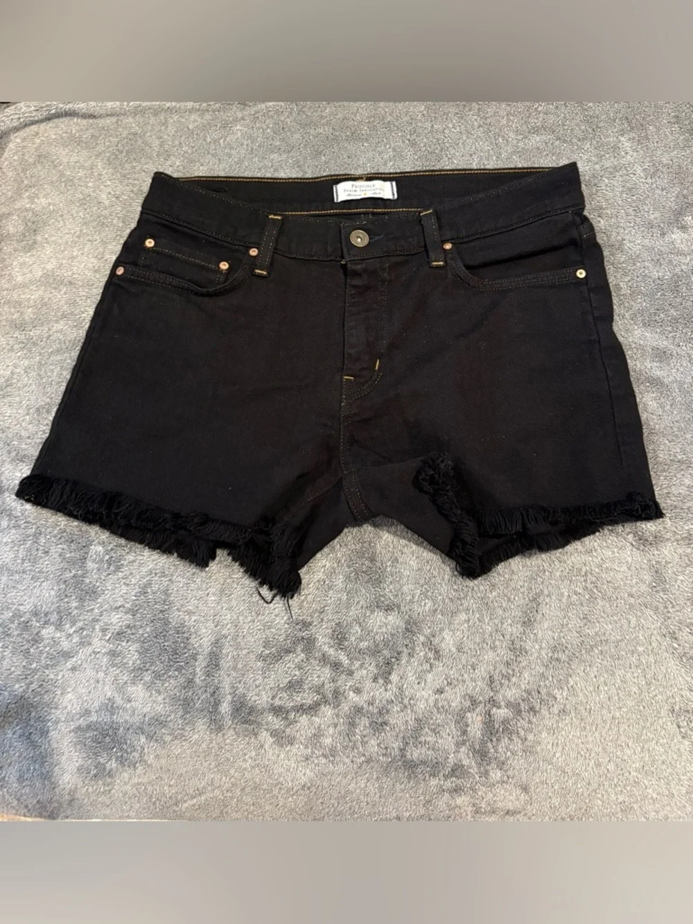 Black Frayed Hem Denim Shorts